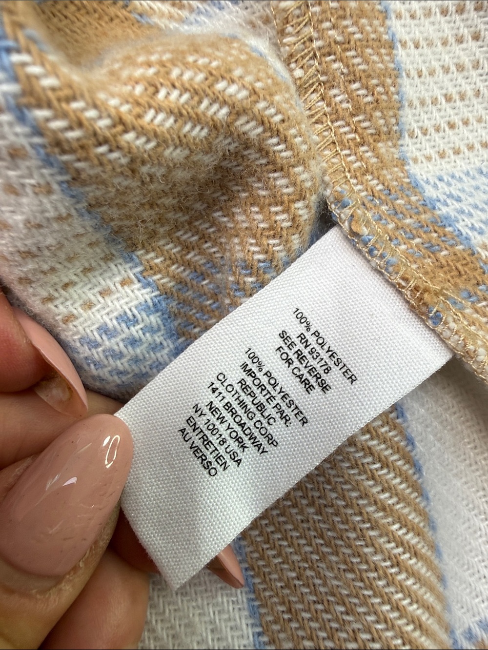 For The Republic Beige and White Plaid Jacket - Picture 5 of 6